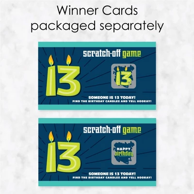 Big Dot Of Happiness Boy 13th Birthday - Official Teenager Birthday Party Game Scratch Off Cards - 22 Count 4 Big Dot Of Happiness Boy 13th Birthday - Official Teenager Birthday Party Game Scratch Off Cards - 22 Count - Image 2