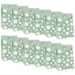 Big Dot Of Happiness Sage Green Daisy Flowers - Floral Gift Favor Bags - Party Goodie Boxes - Set Of 12 -Party Planers Store GUEST 40c66519 455f 4f18 a819 aeff8f6daa51