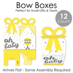 Big Dot Of Happiness Hello Little One - Yellow And Gray - Square Favor Gift Boxes - Neutral Baby Shower Bow Boxes - Set Of 12 -Party Planers Store GUEST 41a71fbd 3451 49f3 806a 5341a1894c10