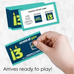 Big Dot Of Happiness Boy 13th Birthday - Official Teenager Birthday Party Game Scratch Off Cards - 22 Count