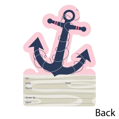 Big Dot Of Happiness Ahoy - Nautical Girl - Shaped Fill-in Invitations - Baby Shower Or Birthday Party Invitation Cards With Envelopes - Set Of 12 4 Big Dot Of Happiness Ahoy - Nautical Girl - Shaped Fill-in Invitations - Baby Shower Or Birthday Party Invitation Cards With Envelopes - Set Of 12 - Image 2