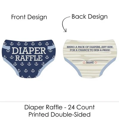 Big Dot Of Happiness Ahoy - Nautical - Diaper Shaped Raffle Ticket Inserts - Baby Shower Activities - Diaper Raffle Game - Set Of 24 3 Big Dot Of Happiness Ahoy - Nautical - Diaper Shaped Raffle Ticket Inserts - Baby Shower Activities - Diaper Raffle Game - Set Of 24