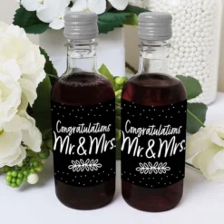 Big Dot Of Happiness Mr. And Mrs. - Mini Wine & Champagne Bottle Label Stickers - Black And White Wedding Or Bridal Shower Favor Gift - Set Of 16 -Party Planers Store GUEST 4a841e36 30dc 4f44 937f b48a73c35513