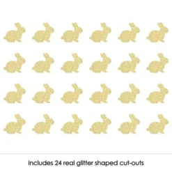 Big Dot Of Happiness Gold Glitter Bunnies - No-Mess Real Gold Glitter Cut-Outs - Easter Confetti - Set Of 24
