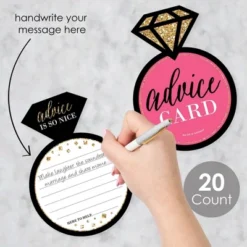 Big Dot Of Happiness Girls Night Out - Ring Wish Card Bridal Shower Or Bachelorette Party Activities - Shaped Advice Cards Game - Set Of 20