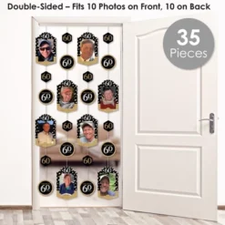Big Dot Of Happiness Adult 60th Birthday - Gold - Birthday Party Vertical Photo Garland 35 Pieces