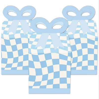 Big Dot Of Happiness Blue Checkered Party - Square Favor Gift Boxes - Bow Boxes - Set Of 12 3 Big Dot Of Happiness Blue Checkered Party - Square Favor Gift Boxes - Bow Boxes - Set Of 12
