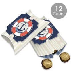 Big Dot Of Happiness Ahoy - Nautical - Favor Gift Boxes - Baby Shower Or Birthday Party Large Pillow Boxes - Set Of 12