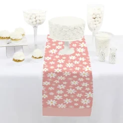 Big Dot Of Happiness Pink Daisy Flowers - Petite Floral Party Paper Table Runner - 12 X 60 Inches