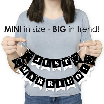 Big Dot Of Happiness Mr. And Mrs. - Black And White Wedding Or Bridal Shower Mini Pennant Banner - Just Married 4 Big Dot Of Happiness Mr. And Mrs. - Black And White Wedding Or Bridal Shower Mini Pennant Banner - Just Married - Image 2