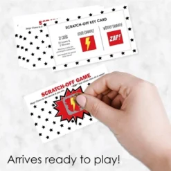 Big Dot Of Happiness Bam Superhero - Baby Shower Or Birthday Party Game Scratch Off Cards - 22 Count