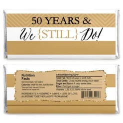 Big Dot Of Happiness We Still Do - 50th Wedding Anniversary Party - Candy Bar Wrappers Party Favors - Set Of 24