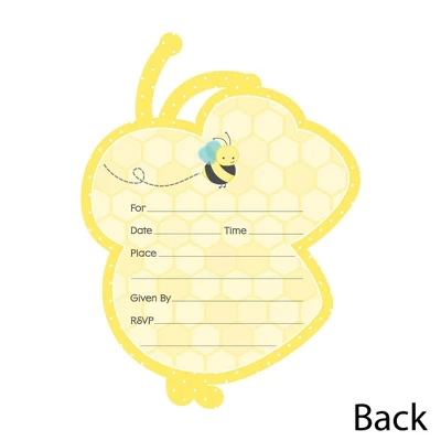 Big Dot Of Happiness Honey Bee - Shaped Fill-in Invitations - Baby Shower Or Birthday Party Invitation Cards With Envelopes - Set Of 12 4 Big Dot Of Happiness Honey Bee - Shaped Fill-in Invitations - Baby Shower Or Birthday Party Invitation Cards With Envelopes - Set Of 12 - Image 2