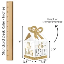Big Dot Of Happiness It's Twins - Square Favor Gift Boxes - Gold Twins Baby Shower Bow Boxes - Set Of 12 -Party Planers Store GUEST 59119b5f 55be 45dc b160 dcd994d7fed6