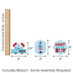 Big Dot Of Happiness Ahoy It's A Boy - Assorted Hanging Nautical Baby Shower Favor Tags - Gift Tag Toppers - Set Of 12 -Party Planers Store GUEST 593f1b46 ef30 4108 8a62 70c69e8a82ae