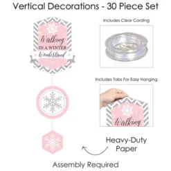 Big Dot Of Happiness Pink Winter Wonderland - Holiday Snowflake Birthday Party & Baby Shower DIY Dangler Backdrop - Hanging Vertical Decor - 30 Pieces -Party Planers Store GUEST 599137e0 1772 44dc 8651 6503eb306cbd