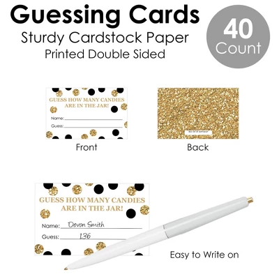 Big Dot Of Happiness Adult 80th Birthday - Gold - How Many Candies Birthday Party Game - 1 Stand And 40 Cards - Candy Guessing Game 6 Big Dot Of Happiness Adult 80th Birthday - Gold - How Many Candies Birthday Party Game - 1 Stand And 40 Cards - Candy Guessing Game - Image 4