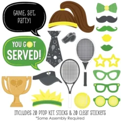 Big Dot Of Happiness You Got Served - Tennis - Baby Shower Or Tennis Ball Birthday Party Photo Booth Props Kit - 20 Count