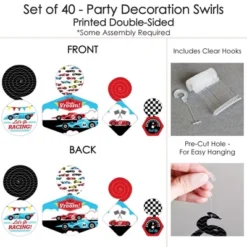 Big Dot Of Happiness Let's Go Racing - Racecar - Race Car Birthday Party Or Baby Shower Hanging Decor - Party Decoration Swirls - Set Of 40 -Party Planers Store GUEST 5bebee81 6769 439a 9f0b dc36a920a8ef