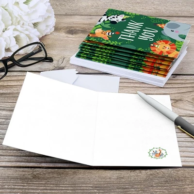 Big Dot Of Happiness Jungle Party Animals - Safari Zoo Animal Birthday Party Or Baby Shower Thank You Cards (8 Count) 5 Big Dot Of Happiness Jungle Party Animals - Safari Zoo Animal Birthday Party Or Baby Shower Thank You Cards (8 Count) - Image 3
