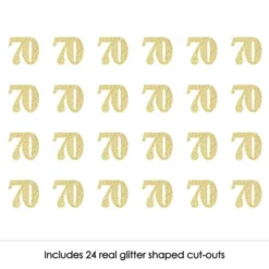 Big Dot Of Happiness Gold Glitter 70 - No-Mess Real Gold Glitter Cut-Out Numbers - 70th Birthday Party Confetti - Set Of 24