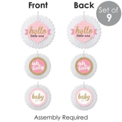 Big Dot Of Happiness Hello Little One - Pink And Gold - Hanging Girl Baby Shower Tissue Decoration Kit - Paper Fans - Set Of 9 -Party Planers Store GUEST 5fbbb304 bd74 482c 9c73 afc23b84939e