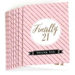 Big Dot Of Happiness Finally 21 Girl - 21st Birthday - Party Thank You Cards (8 Count)