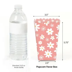 Big Dot Of Happiness Pink Daisy Flowers - Floral Party Favor Popcorn Treat Boxes - Set Of 12