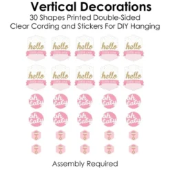 Big Dot Of Happiness Hello Little One - Pink And Gold - Girl Baby Shower DIY Dangler Backdrop - Hanging Vertical Decorations - 30 Pieces -Party Planers Store GUEST 62302e43 36ea 420b a6e4 7f72769a1736