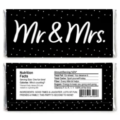 Big Dot Of Happiness Mr. And Mrs. - Candy Bar Wrapper Black And White Wedding Or Bridal Shower Favors - Set Of 24