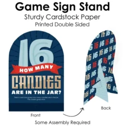 Big Dot Of Happiness Boy 16th Birthday - How Many Candies Sweet Sixteen Birthday Party Game - 1 Stand And 40 Cards - Candy Guessing Game -Party Planers Store GUEST 6452020f 2bff 4f5a 8af8 24caee076292