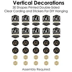 Big Dot Of Happiness Adult 60th Birthday - Gold - Birthday Party DIY Dangler Backdrop - Hanging Vertical Decorations - 30 Pieces -Party Planers Store GUEST 645a7039 c03b 4dda b42f 837959542ff9