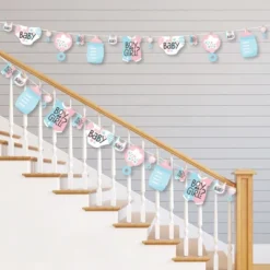 Big Dot Of Happiness Baby Gender Reveal - Team Boy Or Girl Party DIY Decorations - Clothespin Garland Banner - 44 Pieces