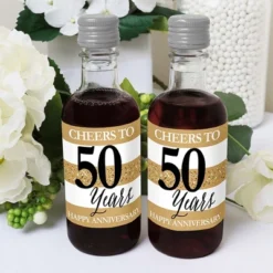 Big Dot Of Happiness We Still Do - 50th Wedding Anniversary - Mini Wine And Champagne Bottle Label Stickers - Anniversary Party Favor Gift - Set Of 16 -Party Planers Store GUEST 64b2eb66 f412 45d5 998e 7a329f9cfb52