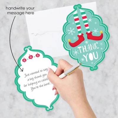 Big Dot Of Happiness Elf Squad - Shaped Thank You Cards - Kids Elf Christmas And Birthday Party Shaped Thank You Cards With Envelopes - Set Of 12 3 Big Dot Of Happiness Elf Squad - Shaped Thank You Cards - Kids Elf Christmas And Birthday Party Shaped Thank You Cards With Envelopes - Set Of 12