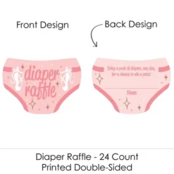 Big Dot Of Happiness Tutu Cute Ballerina - Diaper Shaped Raffle Ticket Inserts - Ballet Baby Shower Activities - Diaper Raffle Game - Set Of 24