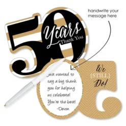 Big Dot Of Happiness We Still Do - 50th Wedding Anniversary - Shaped Thank You Cards - Anniversary Party Thank You Cards With Envelopes - Set Of 12