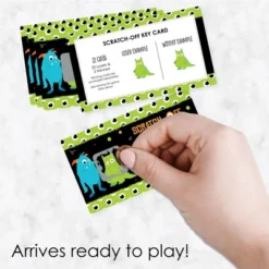 Big Dot Of Happiness Monster Bash - Little Monster Birthday Party Or Baby Shower Game Scratch Off Cards - 22 Count