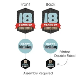 Big Dot Of Happiness Boy 18th Birthday - Eighteenth Birthday Party DIY Dangler Backdrop - Hanging Vertical Decorations - 30 Pieces -Party Planers Store GUEST 679ac785 a49c 425b 9e54 0e05df111be3