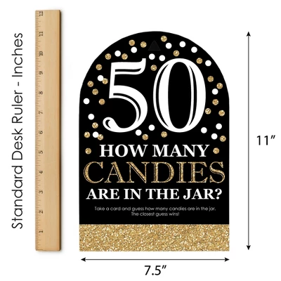 Big Dot Of Happiness Adult 50th Birthday - Gold - How Many Candies Birthday Party Game - 1 Stand And 40 Cards - Candy Guessing Game 7 Big Dot Of Happiness Adult 50th Birthday - Gold - How Many Candies Birthday Party Game - 1 Stand And 40 Cards - Candy Guessing Game - Image 5