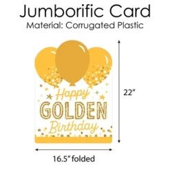 Big Dot Of Happiness Golden Birthday - Happy Birthday Giant Greeting Card - Big Shaped Jumborific Card - 16.5 X 22 Inches 9 Big Dot Of Happiness Golden Birthday - Happy Birthday Giant Greeting Card - Big Shaped Jumborific Card - 16.5 X 22 Inches -Party Planers Store GUEST 6c8d69c8 cc0d 4659 af74 ff92f8087631