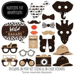 Big Dot Of Happiness Wild Safari - African Jungle Adventure Birthday Party Or Baby Shower Photo Booth Props Kit - 20 Count