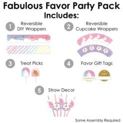 Big Dot Of Happiness Rainbow Unicorn - Magical Unicorn Baby Shower Or Birthday Party Favors And Cupcake Kit - Fabulous Favor Party Pack - 100 Pieces