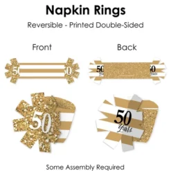 Big Dot Of Happiness We Still Do - 50th Wedding Anniversary - Anniversary Party Paper Napkin Holder - Napkin Rings - Set Of 24 -Party Planers Store GUEST 6d4aef1a 2117 47ac a763 45b4ee433281