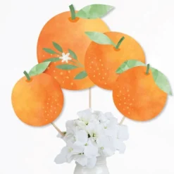 Big Dot Of Happiness Little Clementine - Orange Citrus Baby Shower Or Birthday Party Centerpiece Sticks - Table Toppers - Set Of 15