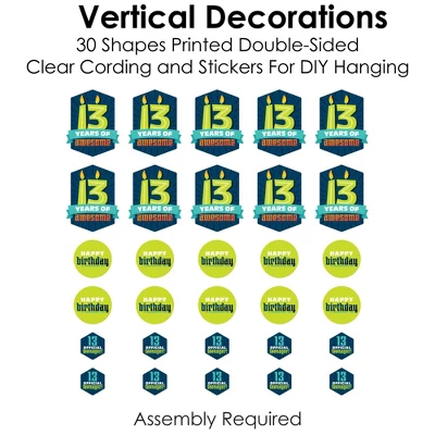 Big Dot Of Happiness Boy 13th Birthday - Official Teenager Birthday Party DIY Dangler Backdrop - Hanging Vertical Decorations - 30 Pieces 5 Big Dot Of Happiness Boy 13th Birthday - Official Teenager Birthday Party DIY Dangler Backdrop - Hanging Vertical Decorations - 30 Pieces - Image 3