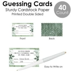 Big Dot Of Happiness Boho Botanical - How Many Candies Greenery Party Game - 1 Stand And 40 Cards - Candy Guessing Game -Party Planers Store GUEST 6df96948 b476 4ae0 b372 ccf89733526a