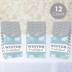 Big Dot Of Happiness Winter Wonderland - Snowflake Holiday And Winter Wedding Gift Favor Bags - Party Goodie Boxes - Set Of 12