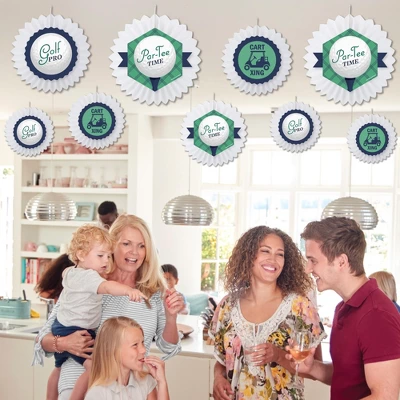 Big Dot Of Happiness Par-Tee Time - Golf - Hanging Birthday Or Retirement Party Tissue Decoration Kit - Paper Fans - Set Of 9 4 Big Dot Of Happiness Par-Tee Time - Golf - Hanging Birthday Or Retirement Party Tissue Decoration Kit - Paper Fans - Set Of 9 - Image 2