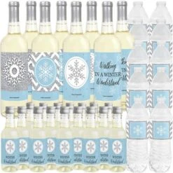 Big Dot Of Happiness Winter Wonderland - Snowflake Holiday Party And Winter Wedding Decorations - Beverage Bar Kit - 34 Pieces